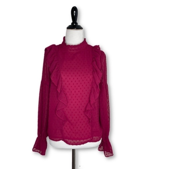 𝅺Bleuh Ciel Ruffle Dot Blouse Top - Picture 1 of 7